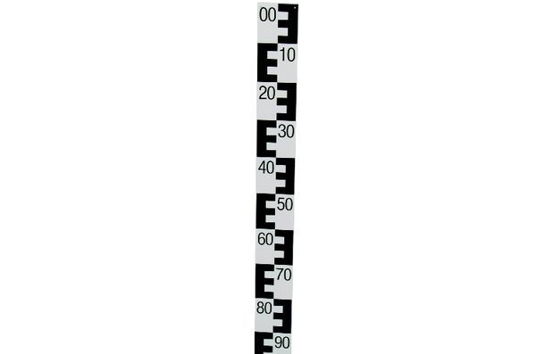 Pegellatte, Hartschaum, schwarz,Teilung 00-90 oben beginnend, 1m