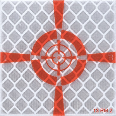Reflex-Zielmarke, rot/silber, Spezial-Zielbild, sk, 40 x 40 mm