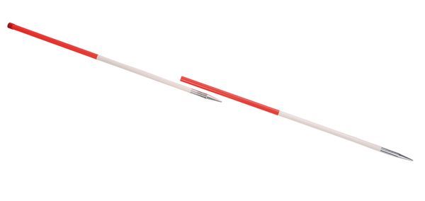 Stahlfluchtstab, zerlegbar, runde Rohrspitze, 2,16m, r/w w/r